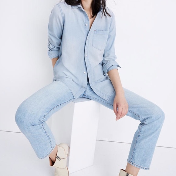 Madewell Chambray & Denim Classic Button Down - Picture 1 of 6